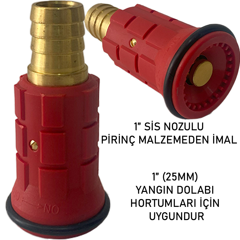 1" Sis Nozul- Yangın Dolap Lansı Pirinç Malzeme-1.Kalite